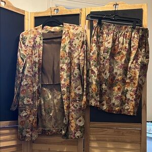 Floral Jacket and Sand Script Skirt Set
